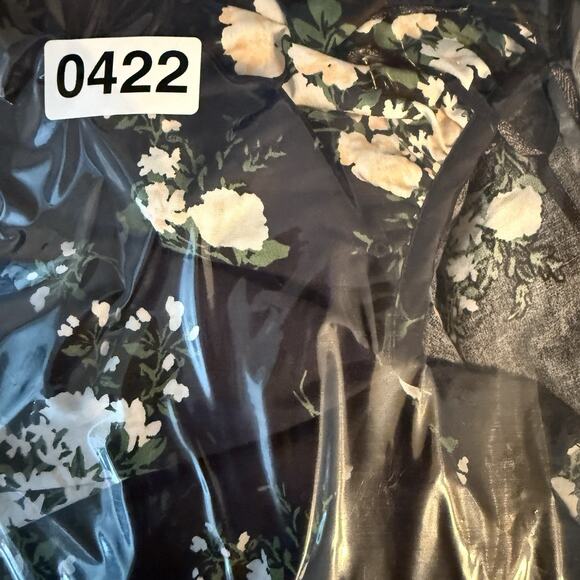 Sugarlips Floral Cotton Midi Dress Flutter Sleeve Black Size XL - Picture 9 of 9